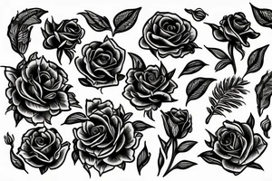 Floral design of roses, lilies, sunflowers and daises with leopard print mixed in tattoo idea