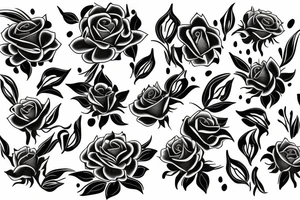 Large floral design of roses, lilies, sunflowers and daises with black leopard spots throughout tattoo idea