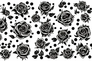 Large floral design of roses, lilies, sunflowers and daises with black leopard spots throughout tattoo idea