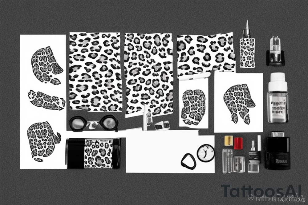Lack leopard print with floral design tattoo idea
