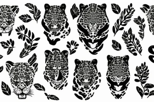 Black leopard print with floral design tattoo idea