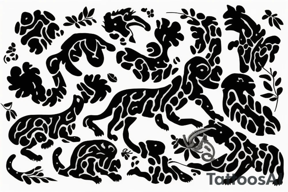 Black leopard print with floral design tattoo idea