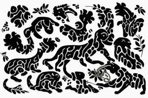 Black leopard print with floral design tattoo idea
