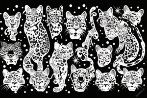 Black leopard print with splashes of color tattoo idea