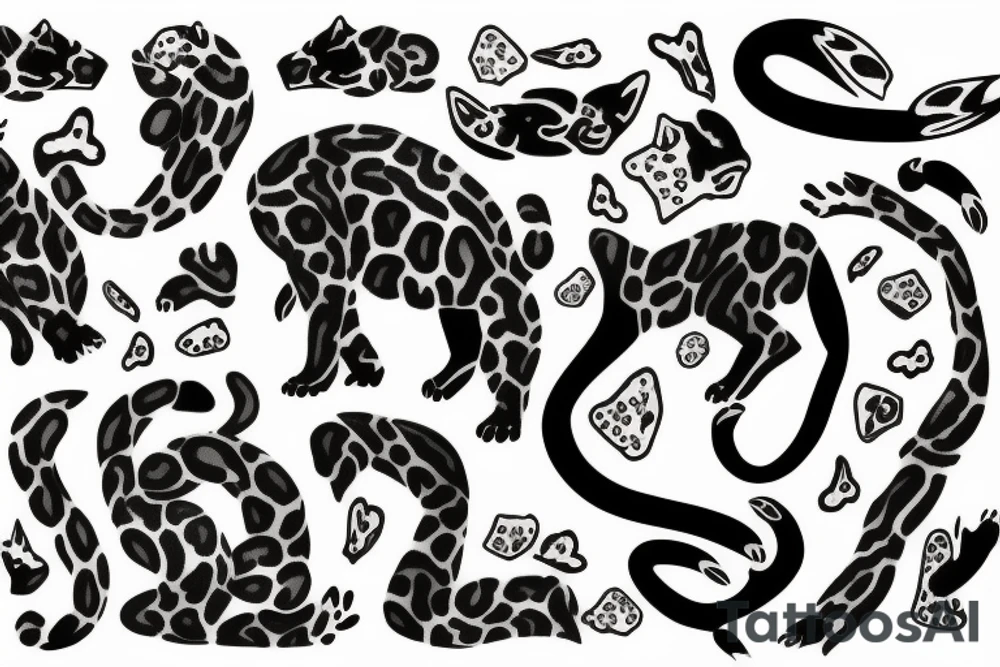 Black leopard print with splashes of color tattoo idea