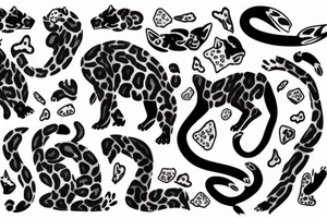 Black leopard print with splashes of color tattoo idea