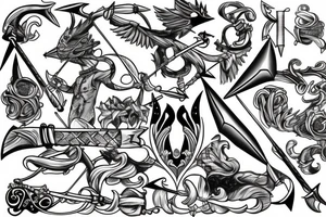tattoo incorporating 
 bow and arrow hunter tattoo idea