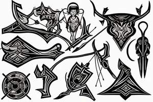tattoo incorporating 
 bow and arrow hunter tattoo idea