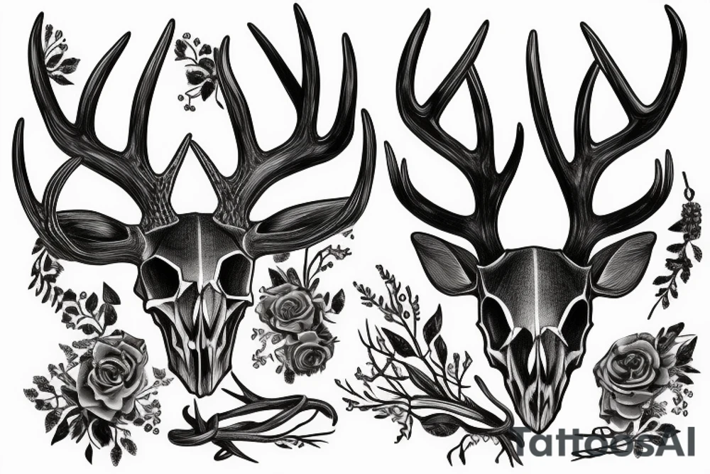 deer skull with antlers tattoo idea