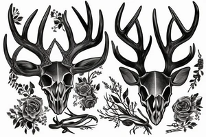 deer skull with antlers tattoo idea