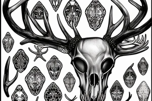 deer skull with antlers tattoo idea
