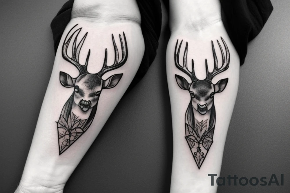 deer skull with antlers tattoo idea