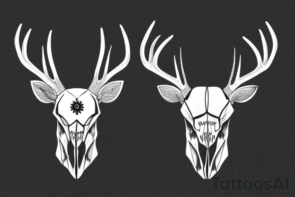 deer skull with antlers tattoo idea