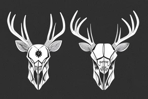 deer skull with antlers tattoo idea