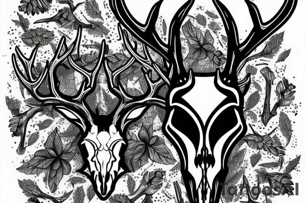 deer skull with antlers tattoo idea