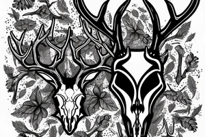 deer skull with antlers tattoo idea