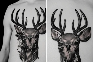deer skull with antlers tattoo idea