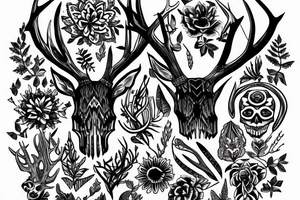 deer skull with antlers tattoo idea