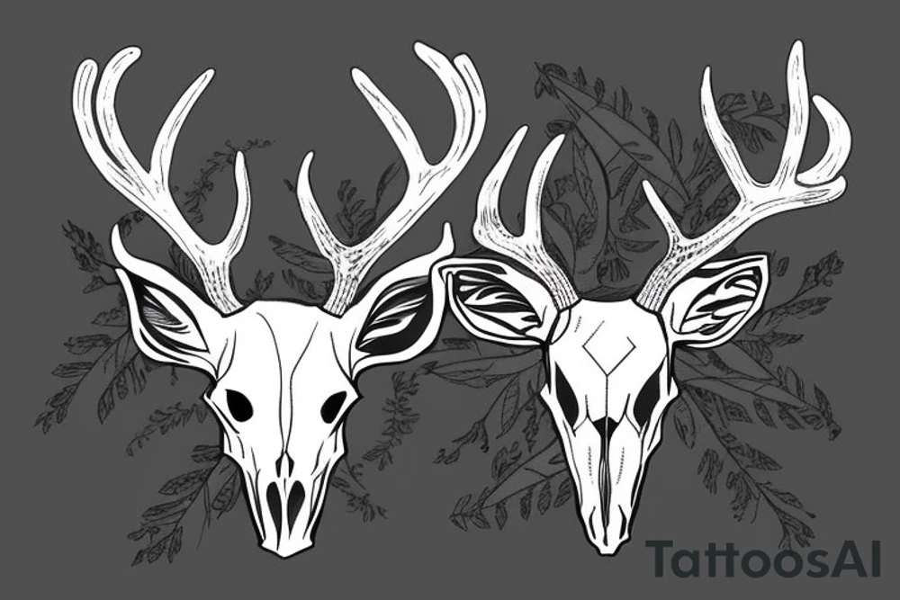 deer skull with antlers tattoo idea