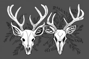 deer skull with antlers tattoo idea