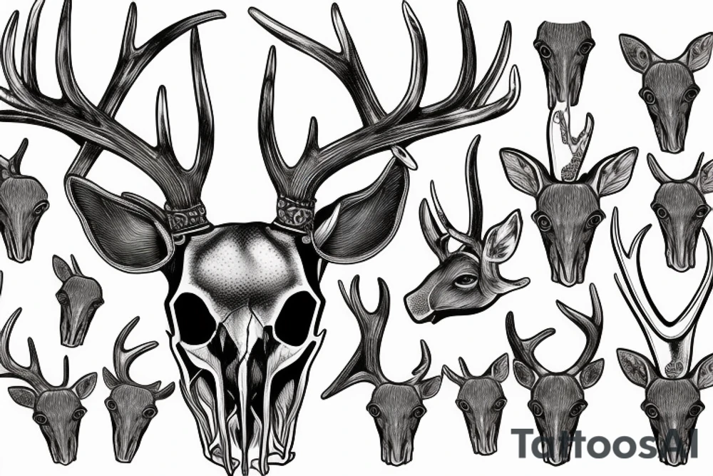 deer skull with antlers tattoo idea