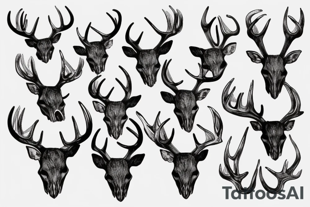 deer skull with antlers tattoo idea