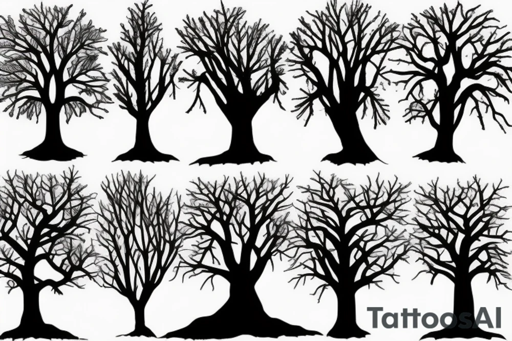 tree with branches above similar to roots below the ground. The trunk of the tree should be the silhouette of a beautiful womans body. tattoo idea