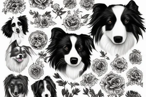 Erstelle mir ein Bild von zwei border collies tattoo idea