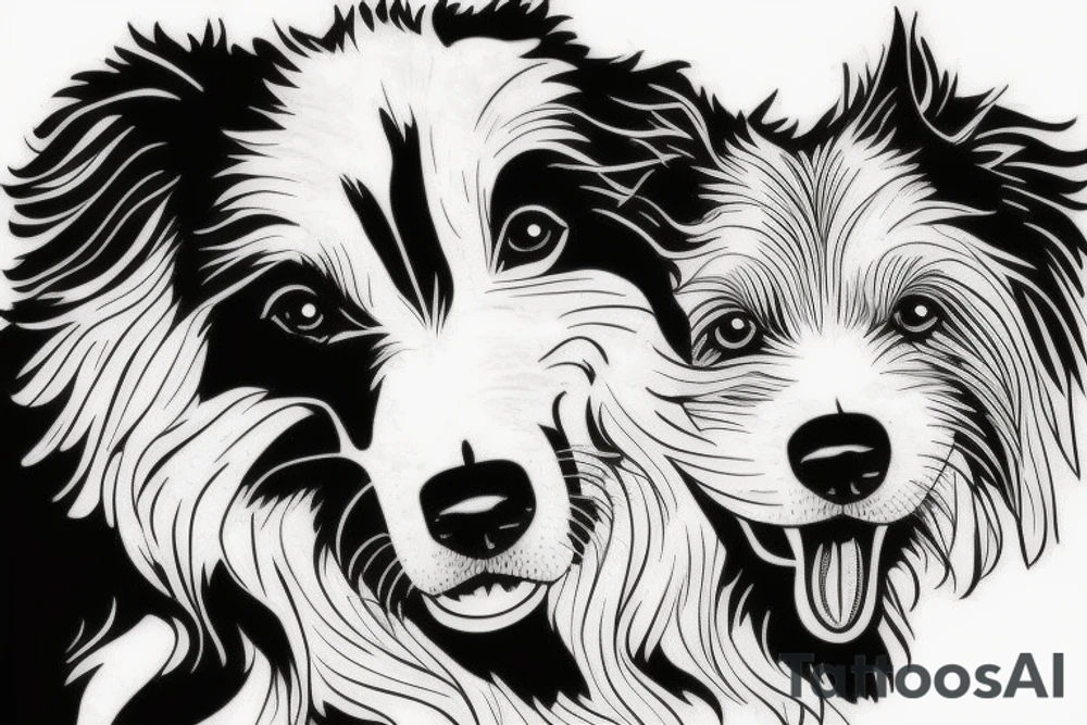 Erstelle mir ein Bild von zwei border collies tattoo idea