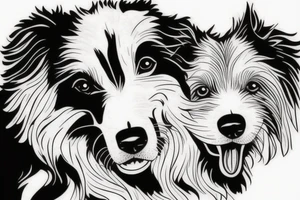 Erstelle mir ein Bild von zwei border collies tattoo idea