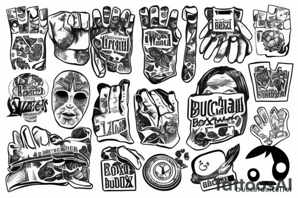 Erstelle mir ein Bild von zwei Boxhandschuhen mit den Buchstaben AS als Logo tattoo idea