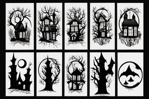 Haunted House with a Full Moon tattoo idea