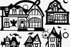 Haunted House with a Full Moon tattoo idea