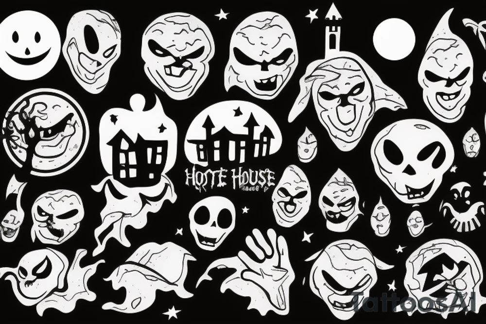 Haunted House with a Full Moon tattoo idea