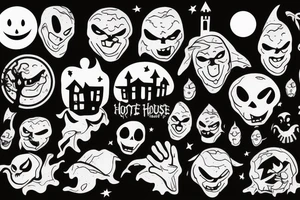Haunted House with a Full Moon tattoo idea