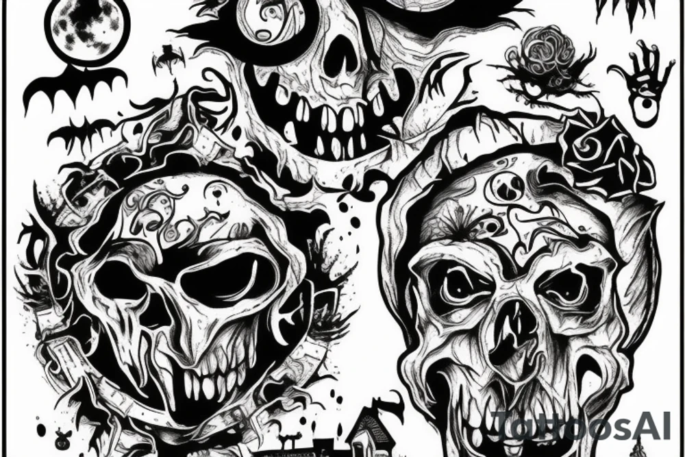 Haunted House with a Full Moon tattoo idea