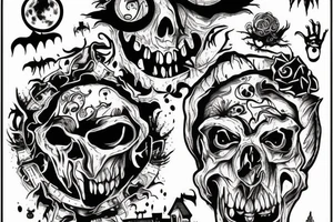 Haunted House with a Full Moon tattoo idea