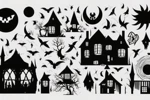Haunted House with a Full Moon tattoo idea