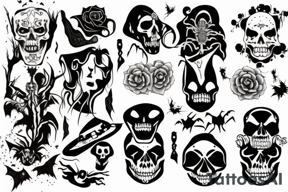 Halloween flash sheet tattoo idea