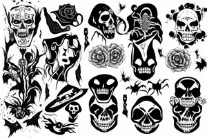 Halloween flash sheet tattoo idea