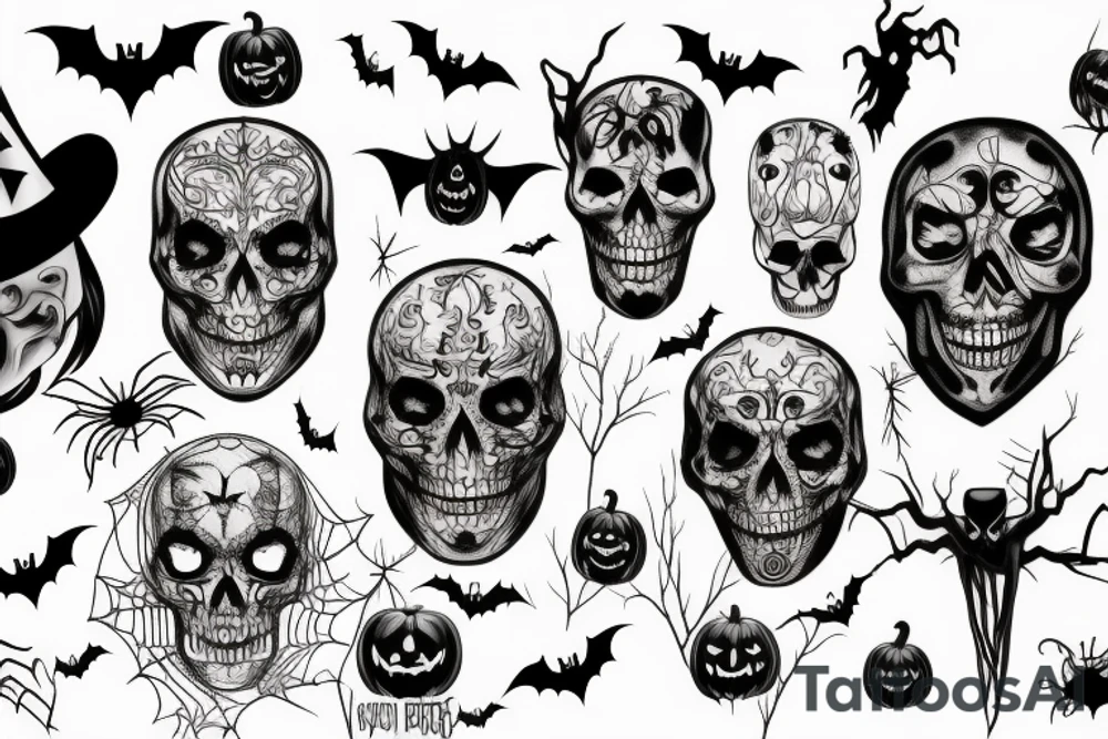 Halloween flash sheet tattoo idea