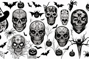 Halloween flash sheet tattoo idea
