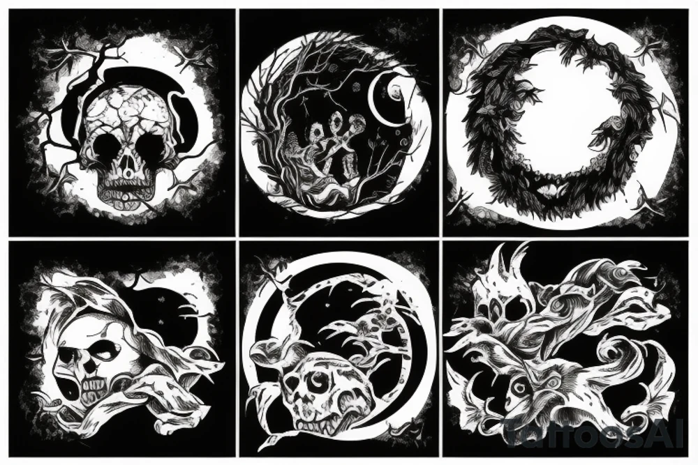 Haunted House with a Full Moon tattoo idea