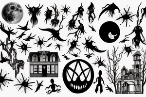 Haunted House with a Full Moon tattoo idea