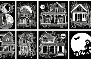 Haunted House with a Full Moon tattoo idea