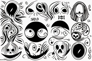 A simple outline of a ghost with just two oval eyes and a wavy, curving bottom for the body. Minimalist and spooky. tattoo idea