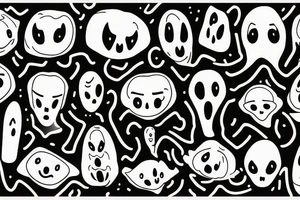 A simple outline of a ghost with just two oval eyes and a wavy, curving bottom for the body. Minimalist and spooky. tattoo idea