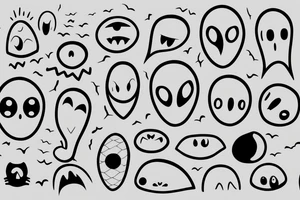 A simple outline of a ghost with just two oval eyes and a wavy, curving bottom for the body. Minimalist and spooky. tattoo idea