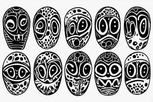 A simple outline of a ghost with just two oval eyes and a wavy, curving bottom for the body. Minimalist and spooky. tattoo idea