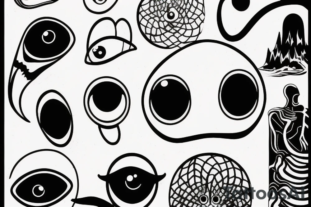 A simple outline of a ghost with just two oval eyes and a wavy, curving bottom for the body. Minimalist and spooky. tattoo idea